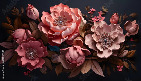 Obraz Dark purple peony art illustration