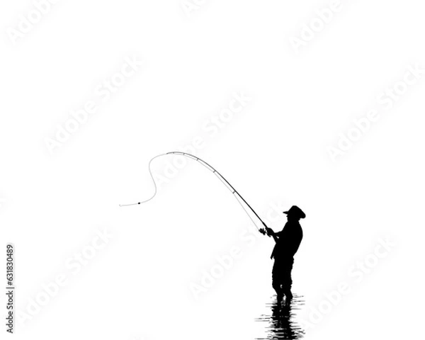 Fototapeta Fisher Man Silhouette, for Art Illustration, Pictogram, Website, Logo Type or Graphic Design Element. Vector Illustration