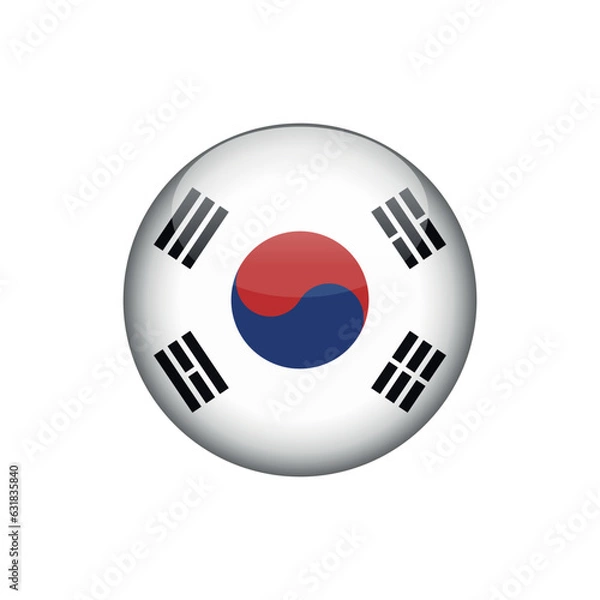 Fototapeta South Korea Flag Circle Button Vector Template