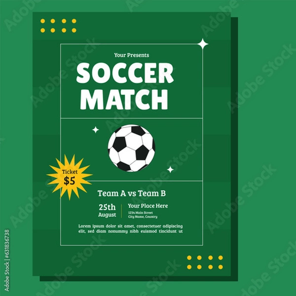 Fototapeta Soccer Match Flyer Layout