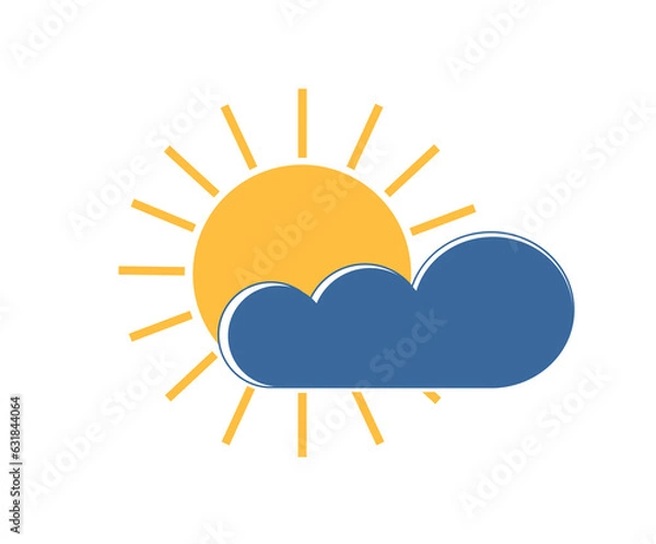 Fototapeta Vector image - sun and cloud. flat icon. Weather forecast