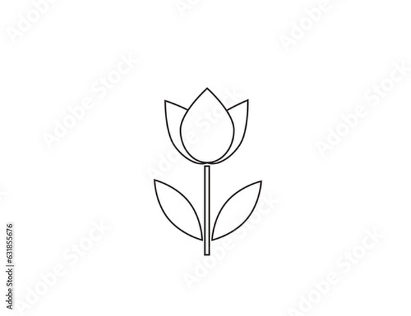 Fototapeta Flower flat vector icon (tulip, crocus, snowdrop)