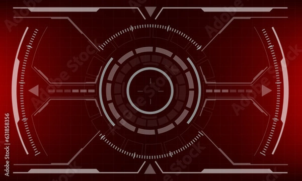 Obraz HUD sci-fi interface red screen view design virtual reality futuristic technology display vector