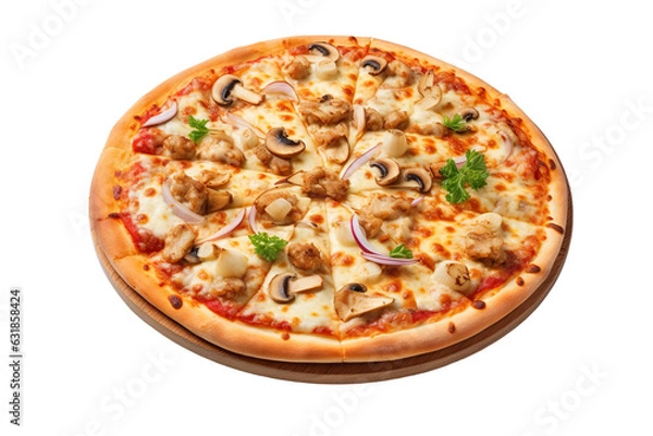 Obraz Pizza super seafood isolated white background photo realistic PNG