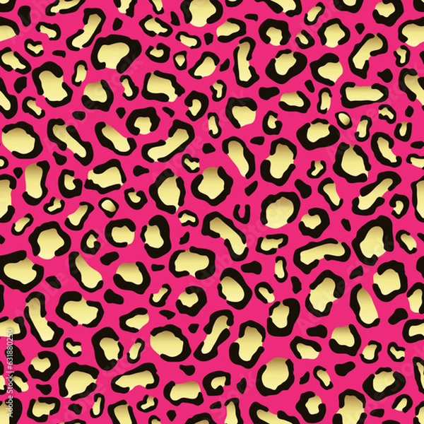 Obraz Glamorous tiger print golden on a pink background. Seamless trendy vector.