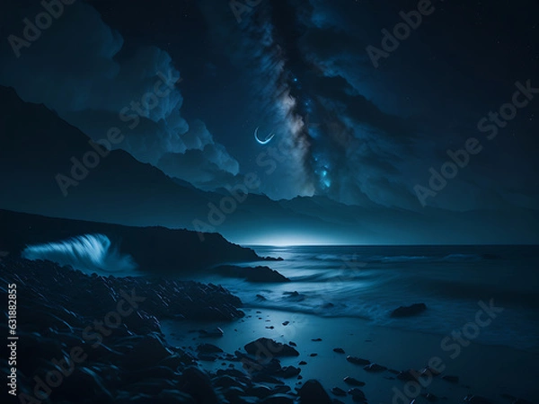 Obraz night sky and sea