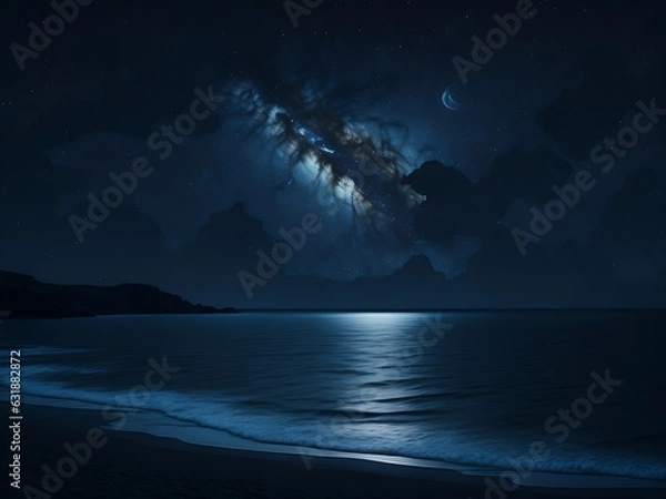 Obraz night sky and sea