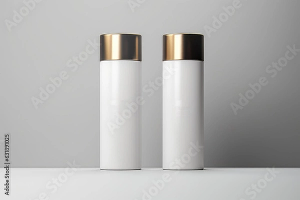 Fototapeta Cosmetic product mockup, Shampoo and conditioner bottles template, Branding and advertising template