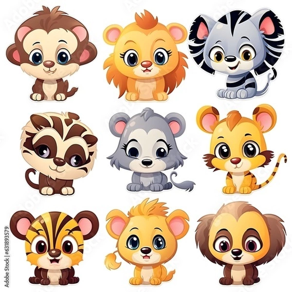 Fototapeta set of funny animals