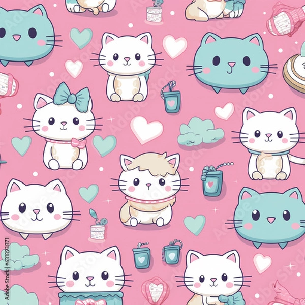 Fototapeta Kawaii Cat Pattern