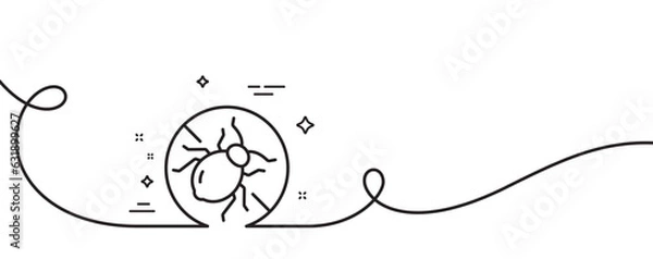 Obraz Mattress bed bugs line icon. Continuous one line with curl. Hypoallergenic sign. Anti-allergic symbol. Bed bugs single outline ribbon. Loop curve pattern. Vector