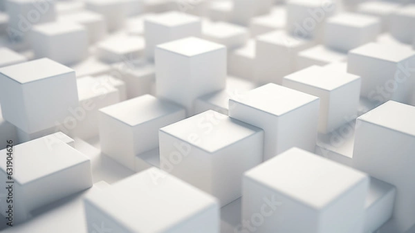 Fototapeta abstract background, wall of white 3d volumetric cubes, futuristic texture