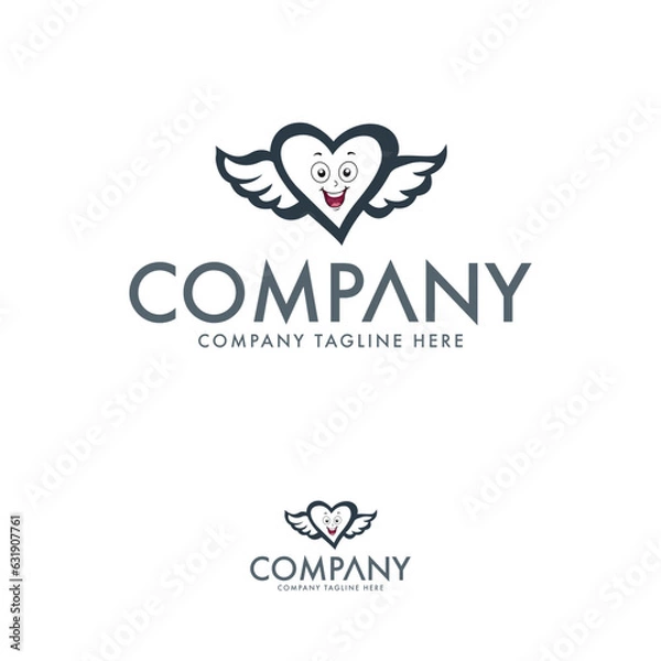 Obraz Creative heart and wings logo design, Vector logo template,
