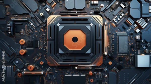 Obraz Technology Innovation: Digital Circuitry, Hardware, and Modern Computing, 3D Rendering
