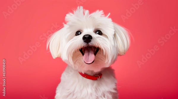 Obraz A delighted maltese on a coral background