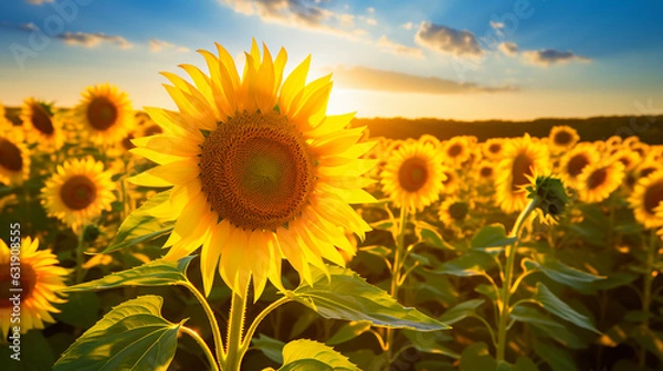Obraz Sunflower field basking in the golden summer sunlight