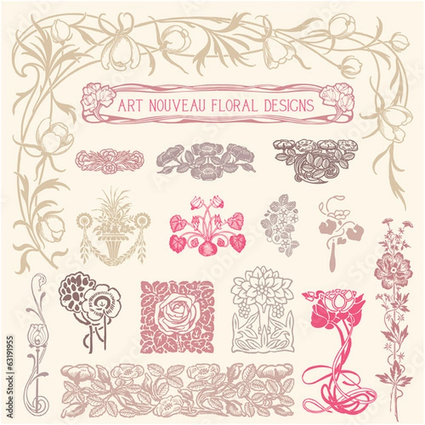 Obraz Ozdoby kwiatowe w stylu secesyjnym