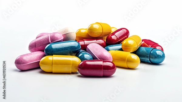 Fototapeta antibiotics tablets isolated on a white background.