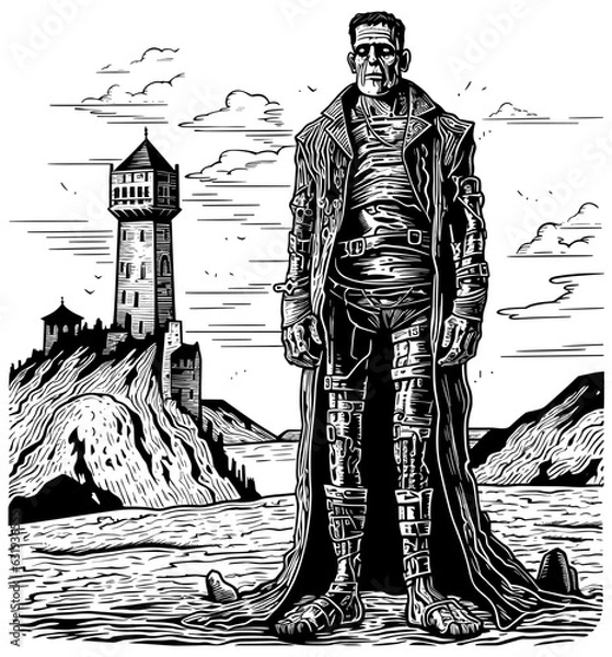 Obraz Frankenstein Monster Linocut