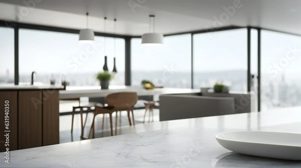 Fototapeta Countertop in kitchen to display items on - AI-Generated