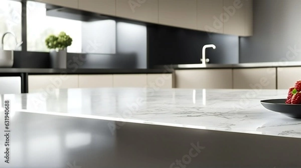 Fototapeta White kitchen countertop for display - AI-Generated
