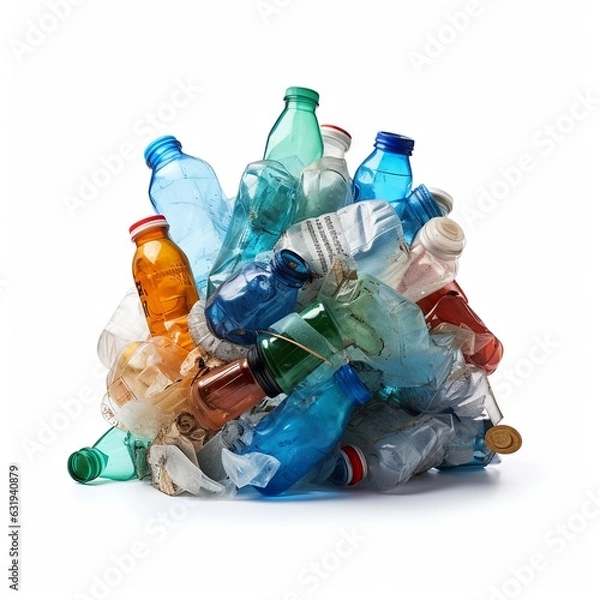 Obraz Plastikowe butelki na śmieci Izolowane na białym tle