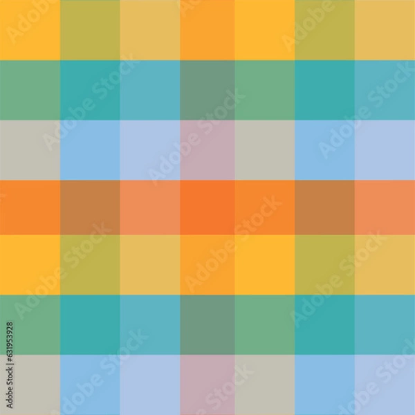 Fototapeta Orange green blue tartan seamless pattern background from a variety squares