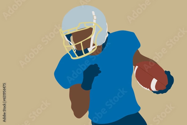 Fototapeta A running football player with a football