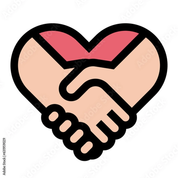 Obraz 握手とハートを組み合わせたベクターアイコン