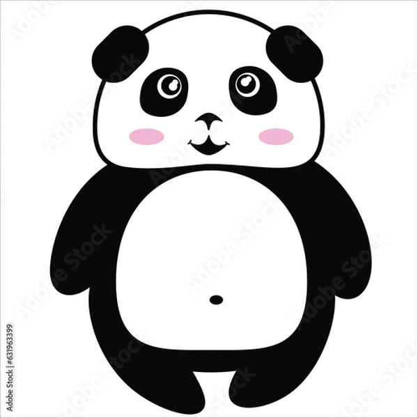 Obraz Funny smiling stylized linear black and white standing panda