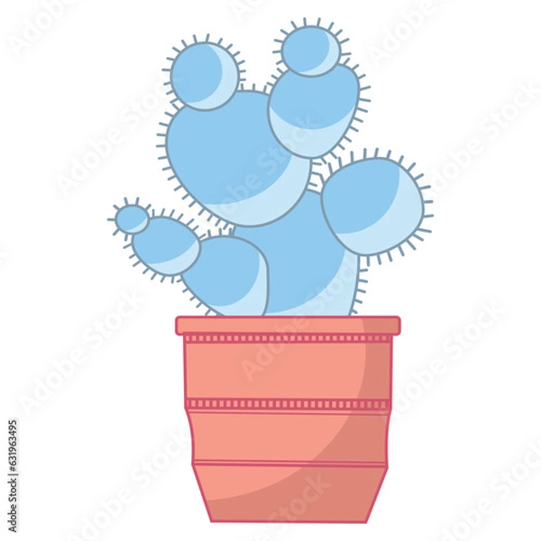 Obraz Blue in a pot on a white background. Vector drawing isolated on white background