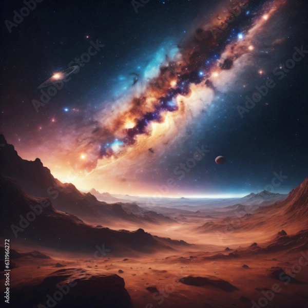 Fototapeta Space Background From Planet Ground