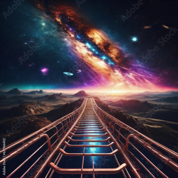 Fototapeta Roller Coaster in Outer Space