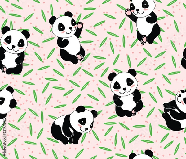 Fototapeta seamless pattern with panda
