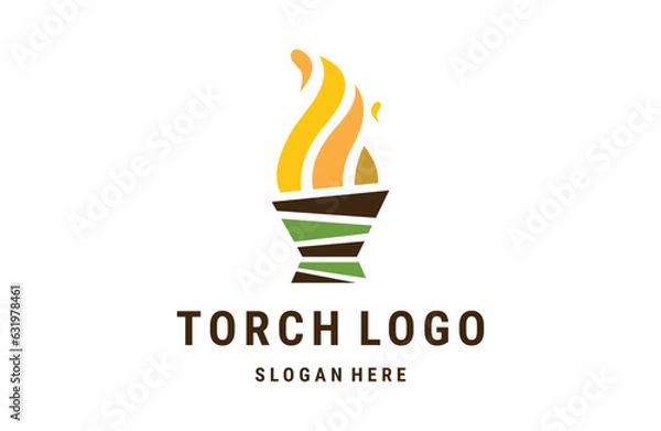 Fototapeta Torch logo fire flame vector design template