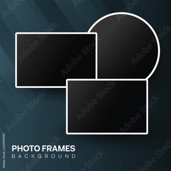 Fototapeta Modern Photo frames design. Set of square photo collage with editable background illustration.
