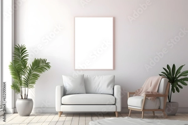 Fototapeta Contemporary and Well-Furnished Frame Mockup Frame Mockup, generative ai