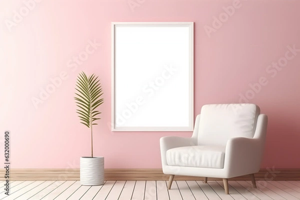 Fototapeta Neutral and Refined Gallery Ambiance Frame Mockup, generative ai