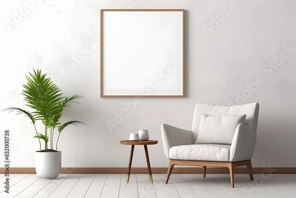 Fototapeta Minimalist Interior with Centered Frame Mockup Frame Mockup, generative ai