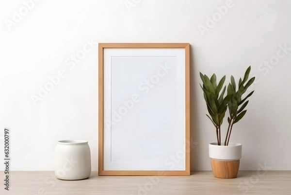 Fototapeta Clean and Minimalistic Living Area Frame Mockup, generative ai