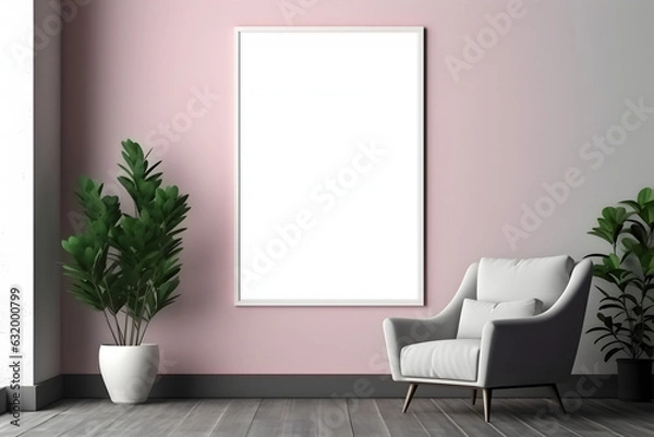 Fototapeta Serene and Sophisticated Gallery Ambiance Frame Mockup, generative ai