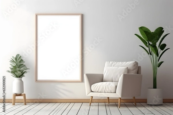 Fototapeta Neutral and Modern Wall Decor Frame Mockup, generative ai