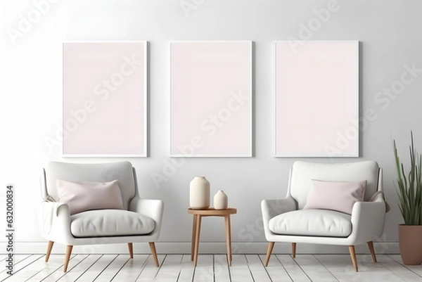 Fototapeta Soft and Stylish Art Exhibition Frame Mockup, generative ai