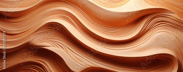 Fototapeta Abstract 3d geometric background wallpaper, panels. Waves from wood