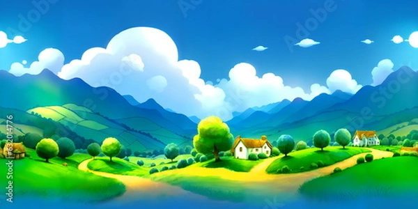 Fototapeta Story Book Style 360 Degree Sky - Generative AI, üretken yapay zeka