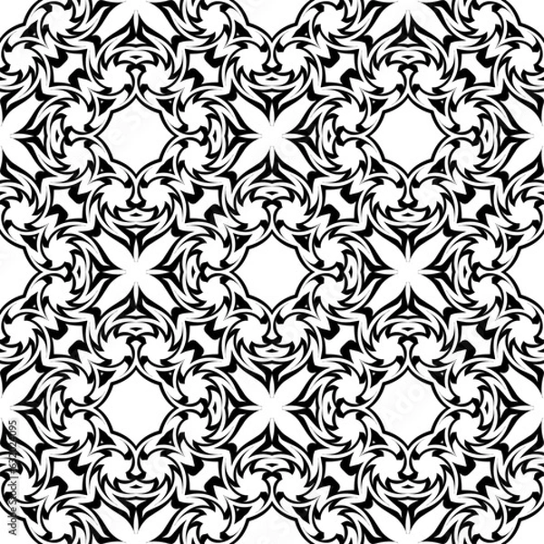 Fototapeta black and white seamless pattern geometric pattern seamless design textile and texture pattern. 
