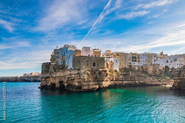 Fototapeta Polignano a Mare is a town and comune in the Metropolitan City of Bari, Apulia, southern Italy