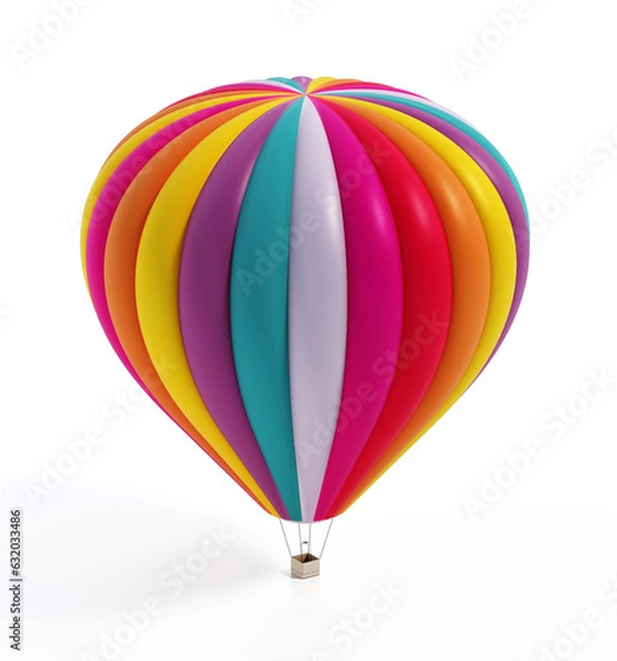 Fototapeta Colorful hot air balloon isolated on white background. 3D illustration