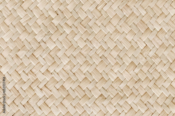 Fototapeta Pattern of reed weaving mat with vintage style for background and design art work.