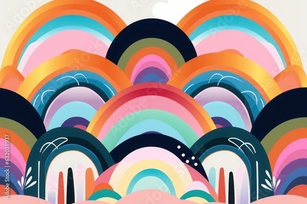 Fototapeta stylish trendy rainbows illustrations, Generative AI